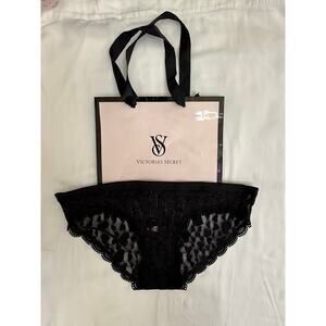 NWT Victoria’s Secret Vintage Heart Lace Sheer Bikini Panty Black Size XS 2015